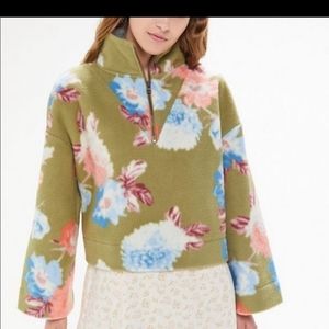 Urban Outfitters Torrance cropped floral fleece 1/4 zip pullover Size Small